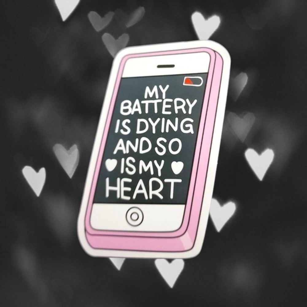 Unbranded Unisex Emo Scene My Battery Is Dying Heart Phone Sticker Pink OS